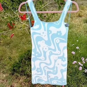 Blue and White Patterned Dress